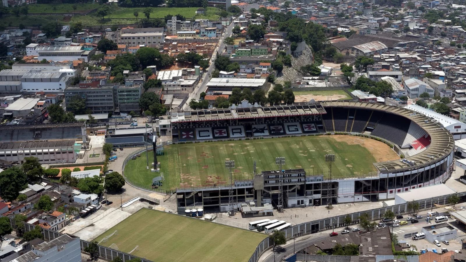 Vista aérea do estádio de São Januário, do Vasco da Gama, no Rio de Janeiro